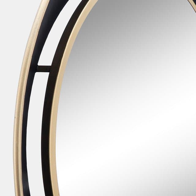 35" Round Metal Mirror W/ Gold Rim in Black - HER Home Design Boutique
